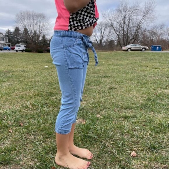 Zara Girls | Blue Paperbag Chambray Pants | Size 5 - Picture 4 of 12